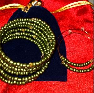 Olive Wrap Memory Bracelet with earrings